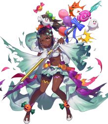 Rule 34 | 1girl, alternate costume, balloon, black shorts, breasts, brown hair, candy hair ornament, dark-skinned female, dark skin, female focus, fire emblem, fire emblem engage, fire emblem heroes, food-themed hair ornament, full body, gradient clothes, hair ornament, highres, holding, holding polearm, holding weapon, jack-o&#039;-lantern, long hair, long sleeves, medium breasts, midriff, navel, nintendo, non-web source, official alternate costume, official art, okada manabi, one eye closed, parted bangs, polearm, ponytail, pumpkin, red eyes, ribbon, shiny skin, shoes, shorts, skirt, solo, spear, star-shaped pupils, star (symbol), stomach, symbol-shaped pupils, teeth, timerra (fire emblem), torn clothes, transparent background, upper teeth only, weapon, white footwear, wide sleeves, wince