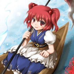 1girl female_focus fukaiton hair_bobbles hair_ornament onozuka_komachi solo touhou