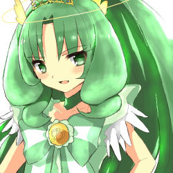 Rule 34 | 10s, 1girl, bad id, bad pixiv id, choker, cure march, cure march (princess form), dress, green dress, green eyes, green hair, halo, long hair, lowres, magical girl, matching hair/eyes, midorikawa nao, open mouth, ponytail, precure, smile, smile precure!, solo, tiara, tri tails, upper body, usame