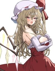 Rule 34 | 1girl, aged up, breasts, flandre scarlet, large breasts, mikan (manmarumikan), side ponytail, solo, touhou