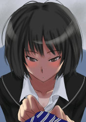 Rule 34 | 1girl, amagami, black hair, blush, commentary request, murasaki iro, nanasaki ai, short hair
