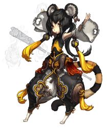 Rule 34 | 10s, 1girl, animal ear fluff, animal ears, animal hands, black hair, blade &amp; soul, brown eyes, detached sleeves, kim hyung tae, long hair, lyn (blade &amp; soul), mouse ears, ponytail, solo, stitches, tail
