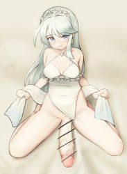 Rule 34 | 1futa, absurdres, bar censor, bare shoulders, breasts, casual one-piece swimsuit, censored, clothing aside, collarbone, covered navel, criss-cross halter, earrings, flower, frilled one-piece swimsuit, frilled swimsuit, frills, futanari, grey eyes, hair flower, hair ornament, hairband, halterneck, highleg, highleg swimsuit, highres, huge penis, jewelry, kantai collection, looking at viewer, maru (marg0613), medium breasts, official alternate costume, one-piece swimsuit, penis, pointless censoring, sagiri (kancolle), shawl, solo, swimsuit, swimsuit aside, upper body, veins, veiny penis, white hair, white one-piece swimsuit, white shawl