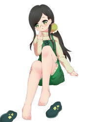 Rule 34 | 1girl, absurdres, artist request, barefoot, black hair, blush, feet, glasses, green eyes, highres, long hair, ryuuou no oshigoto!, sadatou ayano, solo, toes, white background