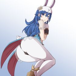 Rule 34 | 1girl, absurdres, alternate costume, ass, ass focus, blue eyes, blue hair, blush, cameltoe, embarrassed, fire emblem, fire emblem awakening, fire emblem heroes, from behind, from below, gloves, hat, highres, huge ass, leotard, long hair, looking at viewer, lucina (fire emblem), lucina (spring) (fire emblem), nintendo, open mouth, pantyhose, parted lips, petticoat, sitting, solo, thick thighs, thighs, very long hair, yokozuwari, zerocgm