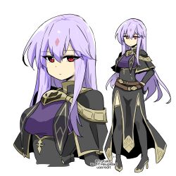 Rule 34 | 1girl, alternate costume, breasts, corruption, dark persona, expressionless, fire emblem, fire emblem: genealogy of the holy war, julia (fire emblem), looking at viewer, loptous (fire emblem), medium breasts, nintendo, possessed, possession, purple hair, red eyes, staring, yukia (firstaid0)