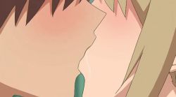 Rule 34 | 10s, 1boy, 1girl, animated, animated gif, blonde hair, brother and sister, brown hair, close-up, french kiss, from side, haha sange, hetero, incest, kiss, koga marie, siblings