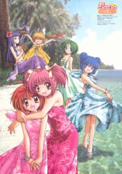 Rule 34 | 00s, 6+girls, :3, :d, ^ ^, ahoge, aizawa mint, akai ringo, akai ringo (tokyo mew mew), armpits, arms around neck, arms behind back, arms up, bandeau, bare shoulders, barefoot, beach, bell, bikini, blonde hair, blue dress, blue eyes, blue hair, blush stickers, bow, bracelet, braid, breasts, bush, child, closed eyes, cloud, coconut, collar, crease, day, double bun, dress, drink, drinking straw, everyone, female focus, flat chest, floral print, fong pudding, food, frilled dress, frills, fruit cup, fujiwara zakuro, glasses, green dress, green eyes, hair bow, hair bun, hair ribbon, halterneck, happy, head tilt, highres, holding, hug, jewelry, jingle bell, lobster, long hair, long skirt, looking at viewer, looking to the side, megami magazine, midorikawa lettuce, momomiya ichigo, multiple girls, neck bell, necklace, ocean, official art, open mouth, orange eyes, outdoors, outstretched arms, own hands together, palm tree, parfait, pendant, photo background, pink dress, pink eyes, pink hair, print dress, print skirt, purple eyes, purple hair, purple skirt, red bow, ribbon, rimless eyewear, sash, scan, see-through silhouette, short hair, short twintails, sidelocks, sitting, skirt, skirt hold, sky, sleeveless, sleeveless dress, small breasts, smile, spaghetti strap, strapless, strapless bikini, sundress, swimsuit, tattoo, thigh gap, tokyo mew mew, tray, tree, twin braids, twintails, wading, water, wrist ribbon, yellow dress, yellow ribbon