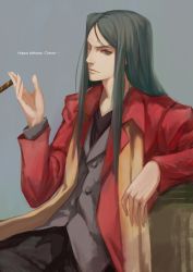 Rule 34 | 1boy, aged up, bad id, bad pixiv id, black eyes, black hair, cigar, fate/zero, fate (series), highres, long hair, lord el-melloi ii, male focus, parted bangs, solo, waver velvet, zkxandy