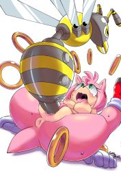 Rule 34 | 10s, 1girl, 2016, amy rose, anus, ass, blush, boots, breasts, bug, coolblue, covered erect nipples, furry, gloves, green eyes, headband, lying, nipples, no humans, nude, open mouth, orgasm, pink hair, pussy, robot, saliva, sega, sex, short hair, signature, simple background, sonic (series), source request, sweat, tears, vaginal, wings