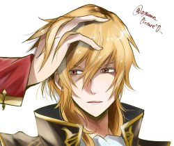 Rule 34 | 1boy, ayumun, bad id, bad twitter id, blonde hair, eldigan (fire emblem), european clothes, fire emblem, fire emblem: genealogy of the holy war, highres, looking at viewer, male focus, nintendo, portrait, red eyes, simple background, solo, white background