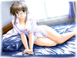 Rule 34 | 00s, bed, bottomless, comic party, glasses, makimura minami, solo, tagme