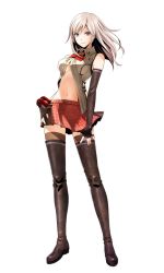 Rule 34 | 10s, 1girl, alisa ilinichina amiella, alternate legwear, bare shoulders, blue eyes, boots, breasts, elbow gloves, female focus, fingerless gloves, fingernails, full body, gloves, god eater, god eater 2: rage burst, long hair, looking at viewer, navel, no headwear, official art, open clothes, open shirt, plaid, plaid skirt, shirt, silver hair, simple background, skirt, smile, sogabe shuuji, solo, standing, thigh boots, thighhighs, white background, zettai ryouiki
