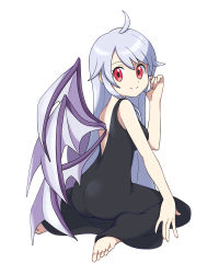 Rule 34 | 1girl, absurdres, ahoge, alternate costume, angel, asatsuki (fgfff), ass, barefoot, black dress, blue hair, closed mouth, commentary request, dress, happy, highres, long hair, multiple wings, red eyes, sariel (touhou), see-through, seraph, simple background, sitting, sleeveless, sleeveless dress, smile, toes, touhou, touhou (pc-98), very long hair, wariza, white background, white dress, wings