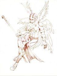 Rule 34 | 2boys, angel, angel boy, angemon, digimon, digimon (creature), mask, multiple boys, takaishi takeru, wings