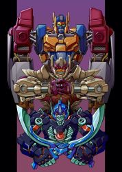 Rule 34 | 3boys, beast wars, beast wars: transformers, clenched teeth, ct990413, dual wielding, evolution, holding, holding sword, holding weapon, looking down, looking to the side, maximal, mecha, multiple boys, no humans, open hands, optimal optimus, optimus primal, orange eyes, own hands together, red eyes, robot, science fiction, sword, teeth, transformers, weapon, yellow eyes
