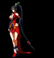 Rule 34 | animated, animated gif, arc system works, black hair, blazblue, blazblue: calamity trigger, bouncing breasts, breasts, cleavage, third-party edit, litchi faye ling, lowres, no bra, official art, third-party edit, walking