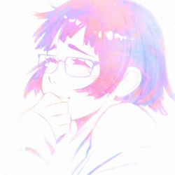 Rule 34 | &gt; &lt;, 1girl, :3, > <, close-up, closed eyes, closed mouth, commentary, glasses, ilya kuvshinov, original, short hair, smile, solo, tears, x3