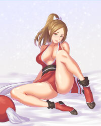 Rule 34 | 1girl, absurdres, breasts, fatal fury, highres, large breasts, long hair, ponytail, shiranui mai, solo