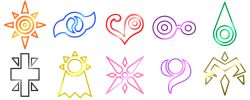 Rule 34 | crests (digimon), cross, digimon, heart, no humans, simple background, sun, water drop, white background