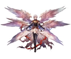Rule 34 | 1boy, armor, boots, breastplate, feathered wings, full body, granblue fantasy, lucifer (shingeki no bahamut), minaba hideo, multiple wings, official art, short hair, third-party source, white hair, wings