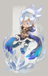 Rule 34 | 1girl, :d, aa2233a, animal, blue eyes, boots, cape, capelet, coat, dark skin, dark-skinned female, deer, earrings, freckles, freljord taliyah, full body, happy, highres, holding, holding animal, jewelry, knee boots, league of legends, long hair, looking at another, looking down, open mouth, ponytail, scarf, signature, smile, solo, taliyah, white hair, winter clothes