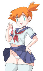 Rule 34 | 1girl, absurdres, ass, breasts, condom, creatures (company), female focus, game freak, green eyes, highres, misty (pokemon), nintendo, open mouth, orange hair, panties, pokemon, pokemon (anime), pokemon (classic anime), short hair, small breasts, toshiso (artist), underwear