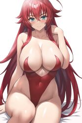 Rule 34 | 1girl, absurdres, breasts, high school dxd, highres, jasony, large breasts, long hair, red hair, rias-coast, rias gremory, shiny skin, sitting, solo, thighs