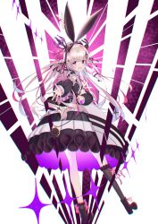 Rule 34 | 1girl, animal ears, black footwear, blonde hair, boots, breasts, clenched hand, detached sleeves, fake animal ears, from side, head tilt, highres, indie virtual youtuber, lolita fashion, long hair, looking at viewer, lukaluka8814, multicolored hair, open hand, open mouth, pink hair, sewa pyokora, small breasts, smile, solo, streaked hair, virtual youtuber