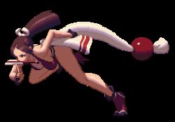 Rule 34 | animated, animated gif, bouncing breasts, breasts, brown hair, cleavage, fatal fury, king of fighters xiii, long hair, lowres, ninja, object in mouth, pixel art, ponytail, running, shiranui mai, snk, the king of fighters, the king of fighters xiii