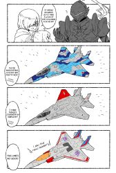 Rule 34 | 1boy, 2girls, ace combat, ace combat zero, aircraft, airplane, armor, comic, commentary request, decepticon, f-15 eagle, f-15 eagle, fate/grand order, fate (series), fighter jet, glasses, hair over one eye, hard-translated, highres, hood, hoodie, japan air self-defense force, japan self-defense force, jet, lancelot (fate/zero), larry foulke, mash kyrielight, military, military vehicle, mordred (fate), mordred (fate/apocrypha), multiple girls, parody, spacedog, starscream, third-party edit, transformers