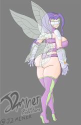 Rule 34 | 1girl, ass, breasts, digimon, digimon (creature), fairimon, gloves, head wings, highres, large breasts, long hair, mask, solo, thighhighs, wings