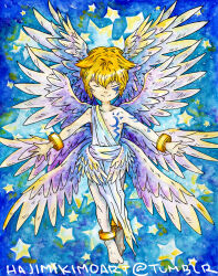 Rule 34 | 1boy, angel, angel boy, digimon, digimon (creature), highres, holy ring, lucemon, male focus, solo, wings