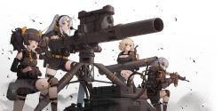 Rule 34 | 4girls, assault rifle, bgm-71 (girls&#039; frontline), bgm-71 tow, breasts, cable, carbine, cleavage, crew-served weapon, girls&#039; frontline, gun, headset, highres, knee pads, m4 carbine, man-portable anti-tank systems, missile, missile launcher, multiple girls, official art, reloading, rifle, shorts, socks, tactical clothes, terras, twintails, weapon