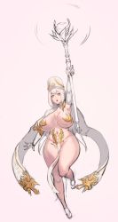 Rule 34 | 1girl, breasts, curvy, destiny child, functionally nude, highres, huge breasts, long hair, maat (destiny child), metal owl (aden12), open mouth, pelvic curtain, solo, thick thighs, thighs, white hair