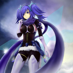 Rule 34 | blue eyes, blue hair, corset, dance princess of the ice barrier, duel monster, hair ornament, scarf, short twintails, twintails, weapon, yu-gi-oh!