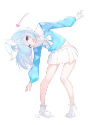 Rule 34 | 1girl, absurdres, aqua shirt, arona (blue archive), blue archive, blue eyes, blue hair, bow, bowtie, hair bow, happy, highres, leaning to the side, light blue hair, looking at viewer, open mouth, shirt, skirt, smile, solo, tachibana shiori (suica 112), white footwear, white skirt