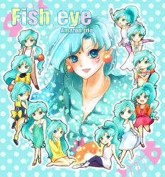 Rule 34 | 1990s (style), 1boy, androgynous, ballet, barefoot, bishoujo senshi sailor moon, bishoujo senshi sailor moon supers, blue eyes, blue hair, character name, chibi, costume chart, facial tattoo, fish eye (sailor moon), long hair, low-tied long hair, male focus, pantyhose, pointy ears, polka dot, polka dot background, retro artstyle, tattoo, torao (torakmn), trap, tutu