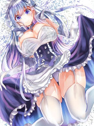Rule 34 | absurdres, apron, azur lane, bad id, bad pixiv id, belfast (azur lane), braid, breasts, chain, cleavage, collar, collarbone, corset, french braid, frilled apron, frilled gloves, frills, garter straps, gloves, highres, large breasts, maid, maid apron, maid headdress, thighhighs, tub (abcehknqux), waist apron, white apron, white gloves, white hair, white thighhighs