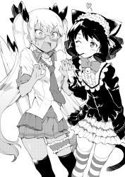 Rule 34 | + +, 10s, 2girls, ;3, animal ears, bell, blouse, blush, bow, bridal garter, cat ears, cat tail, cyan (show by rock!!), dark-skinned female, dark skin, food, frilled skirt, frills, glasses, greyscale, hair ribbon, headdress, heart, highres, long hair, long sleeves, miniskirt, monochrome, multiple girls, necktie, one eye closed, open mouth, pleated skirt, pocky, retoree (show by rock!!), ribbon, shirt, short sleeves, show by rock!!, skirt, standing, striped clothes, striped legwear, striped thighhighs, surprised, sweatdrop, tail, takano itsuki, thighhighs, twintails, yuri