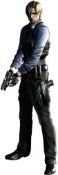 Rule 34 | 1boy, 3d, alternate costume, capcom, curtained hair, full body, gun, holster, leon s. kennedy, male focus, official art, resident evil, resident evil 6, simple background, solo, weapon, white background, wing shooter