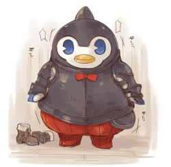 Rule 34 | 10s, 7010, animal costume, animal focus, bird, boots, bow, brown footwear, gradient background, granblue fantasy, no humans, pengie, penguin, penguin costume, solo