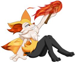 Rule 34 | 10s, 1girl, absurdres, animal ear fluff, animal ears, animal nose, bad id, bad pixiv id, braixen, creatures (company), fire, fox, fox ears, furry, furry female, game freak, gen 6 pokemon, highres, kurus37, nintendo, pokemon, pokemon (creature), pokemon xy, red eyes, self-upload, simple background, sitting, smile, snout, solo, stick, tail, transparent background