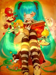 Rule 34 | 5girls, alice (alice in wonderland), alice in wonderland, animal slippers, anus, apple, aqua hair, bad id, bad pixiv id, basket, bird, blush, book, cinderella, closed eyes, disney, fairy tales, folklore, food, fruit, grimm&#039;s fairy tales, hatsune miku, hiyoyogi, holding, holding book, little red riding hood, little red riding hood (grimm), long hair, multiple girls, open book, pantyhose, pocket watch, reading, sitting, slippers, snow white, snow white (disney), snow white and the seven dwarfs, striped clothes, striped legwear, striped pantyhose, thighhighs, twintails, very long hair, vocaloid, watch, white rabbit (alice in wonderland)