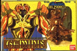 Rule 34 | 1boy, armor, cape, cover, faceless, faceless male, figure, fingerless gloves, gemini saga, gloves, helm, helmet, jewelry, male focus, official art, outstretched arms, saint seiya, saint seiya figures, scan, shiny clothes, solo, spanish text, tan