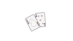 Rule 34 | :3, animal, animal focus, artist name, blush stickers, card, dog, fluffy, fuwa fuwa dog, joker (playing card), looking at viewer, looking back, no humans, open mouth, original, paw print, playing card, simple background, sitting, solid circle eyes, twitter username, white background