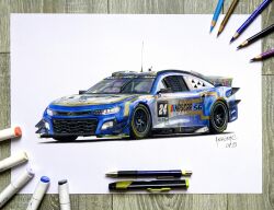 Rule 34 | anthony-c, art tools in frame, car, chevrolet, chevrolet camaro, colored pencil, colored pencil (medium), commentary, english commentary, glint, highres, marker, marker (medium), mechanical pencil, motor vehicle, nascar, no humans, pen, pencil, photo (medium), race vehicle, racecar, radio antenna, real life, traditional media, vehicle focus, world endurance championship