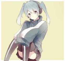 Rule 34 | 1girl, bad id, bad pixiv id, blue hair, chibimikan, ene (kagerou project), headphones, kagerou project, long hair, solo, thighhighs, twintails