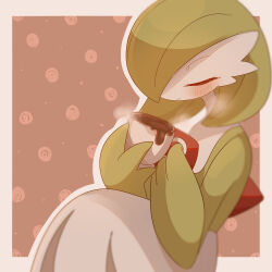 Rule 34 | 1girl, blurry, blush, bob cut, border, closed eyes, closed mouth, colored skin, creatures (company), cup, depth of field, drink, female focus, flat chest, game freak, gardevoir, gen 3 pokemon, green hair, green skin, hair over one eye, hands up, highres, holding, holding cup, holding drink, hot chocolate, hot drink, mug, multicolored skin, nintendo, one eye covered, outline, outside border, pokemon, pokemon (creature), red background, short hair, sitting, solo, steam, tamako (pixiv 71110817), two-tone skin, u u, white border, white outline, white skin