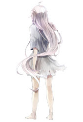 Rule 34 | 1girl, ahoge, barefoot, from behind, full body, ia (vocaloid), kuroman, long hair, pink hair, simple background, solo, torn clothes, very long hair, vocaloid, white background
